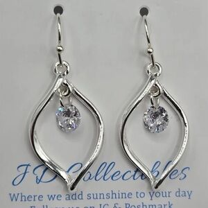 Dangle Earrings Made with Swarovski Crystals Silver Overlay
